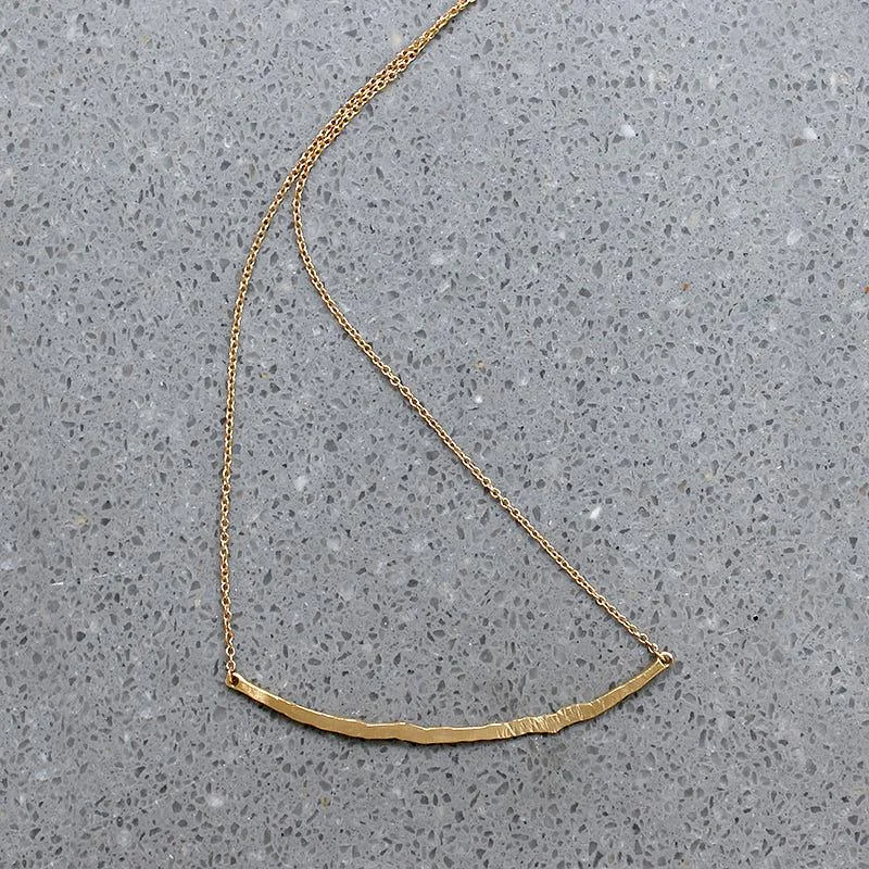 Starry charm necklaces -Hand Forged Gold Bar Necklace by brunet