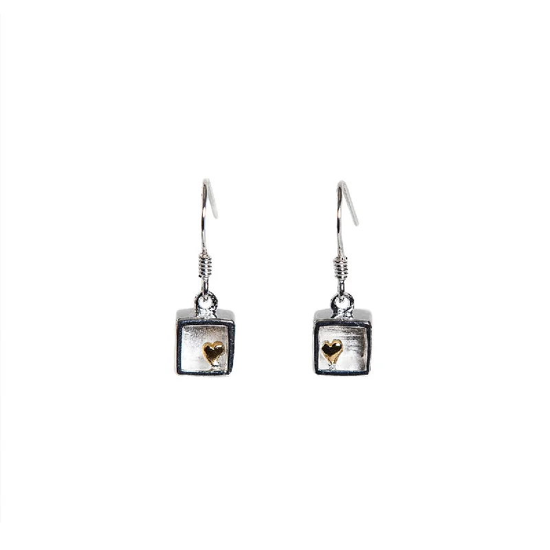 Ladies Earrings with Sea Beryl-Christin Ranger Sterling Silver Heart of Gold Drop Earrings