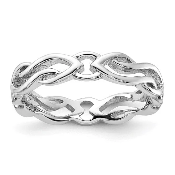 Ladies Rings Pure Spark-Sterling Silver Stackable Expressions Carved Band Ring