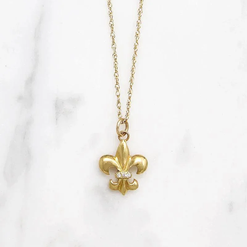 Woodland hue necklaces -Fleur de Lis 18k & Diamond Necklace by 720