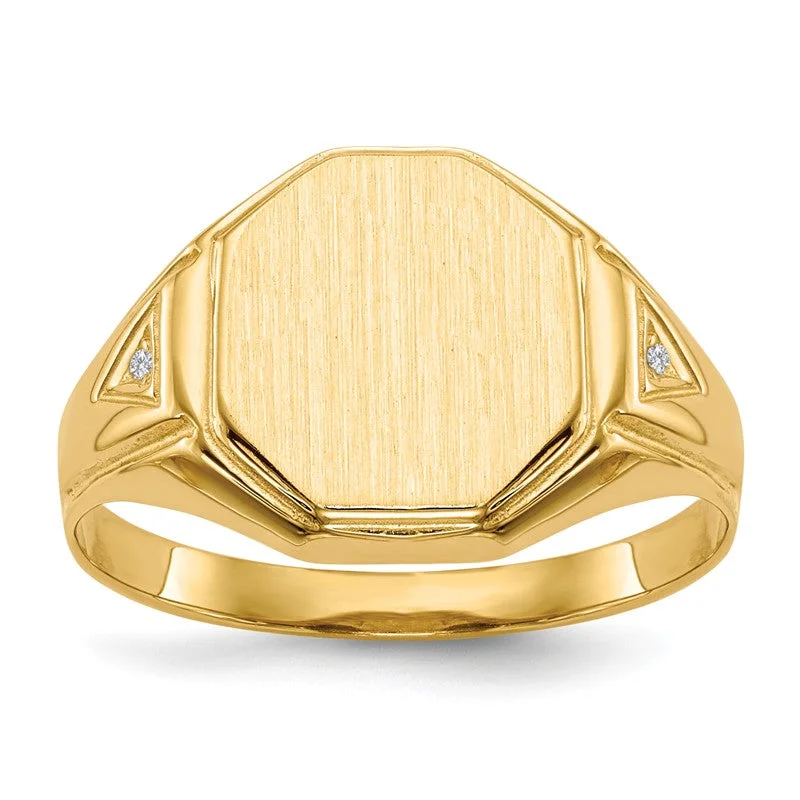 Ladies Rings for Design Glow-14k Yellow Gold Diamond Accented Signet Ring (Mens Sizes)