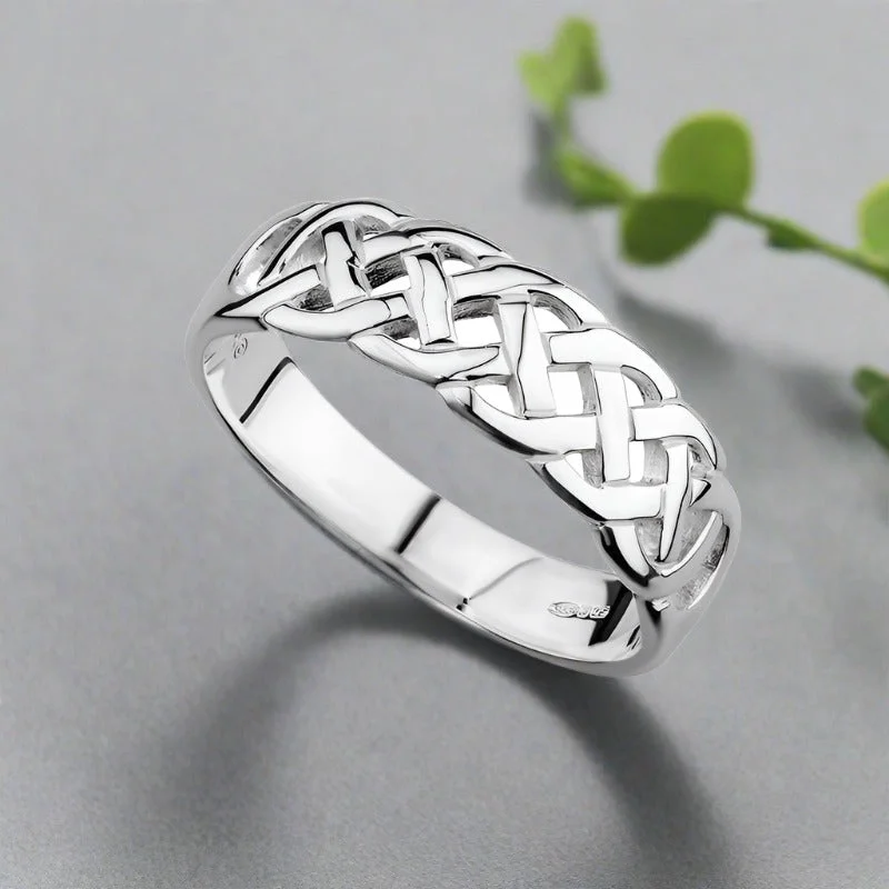 Ladies Rings for Photo Spark-Silver Celtic Woven Ring