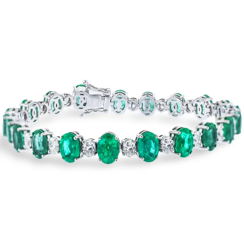 Ladies urban pulse bracelets -JULEVE 18KT WHITE GOLD 15.39CT EMERALD & 3.06CTW DIAMOND BRACELET