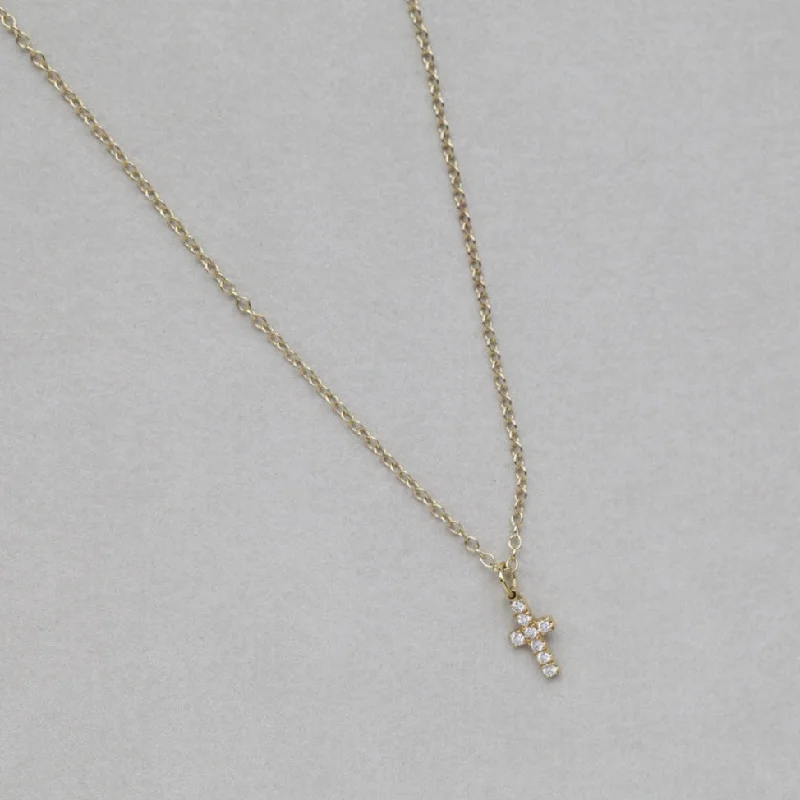 Squared charm necklaces -Tiny Diamond Cross Necklace