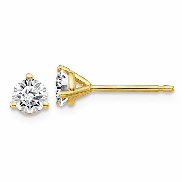 Ladies Earrings for Artist Spark-14k Yellow Gold 1/2ct 4mm Round Moissanite 3-Prong Martini Post Earrings