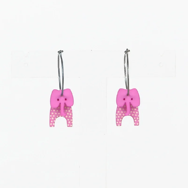 Ladies Earrings with Golden Amber-Lene Lundberg K-Form Pink Spotty Elephant Earrings