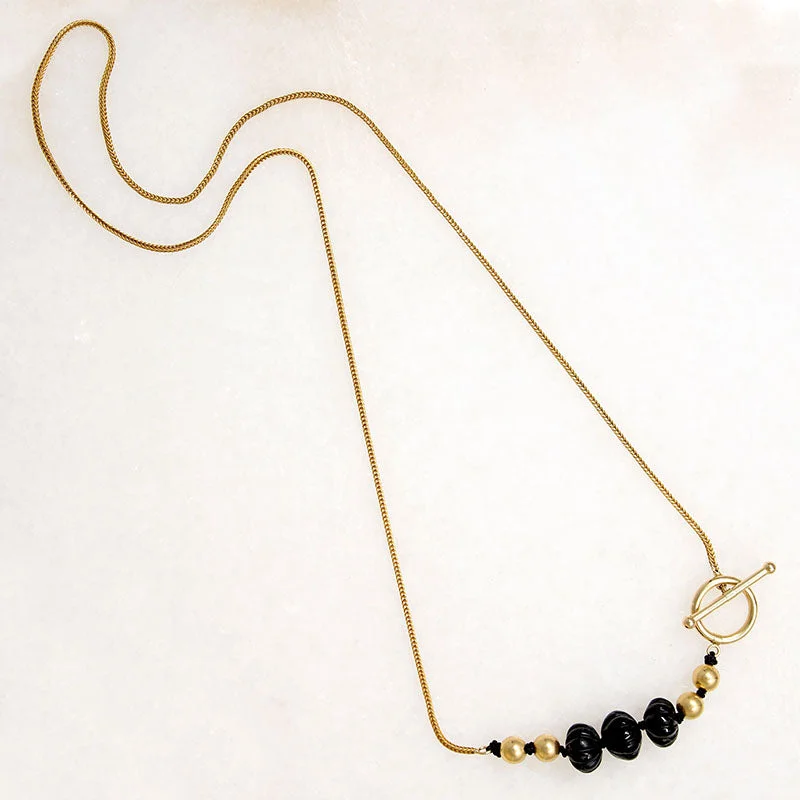 Radiant shine necklaces -Black Tourmaline & Gold Beaded Necklace by Ancient Influences