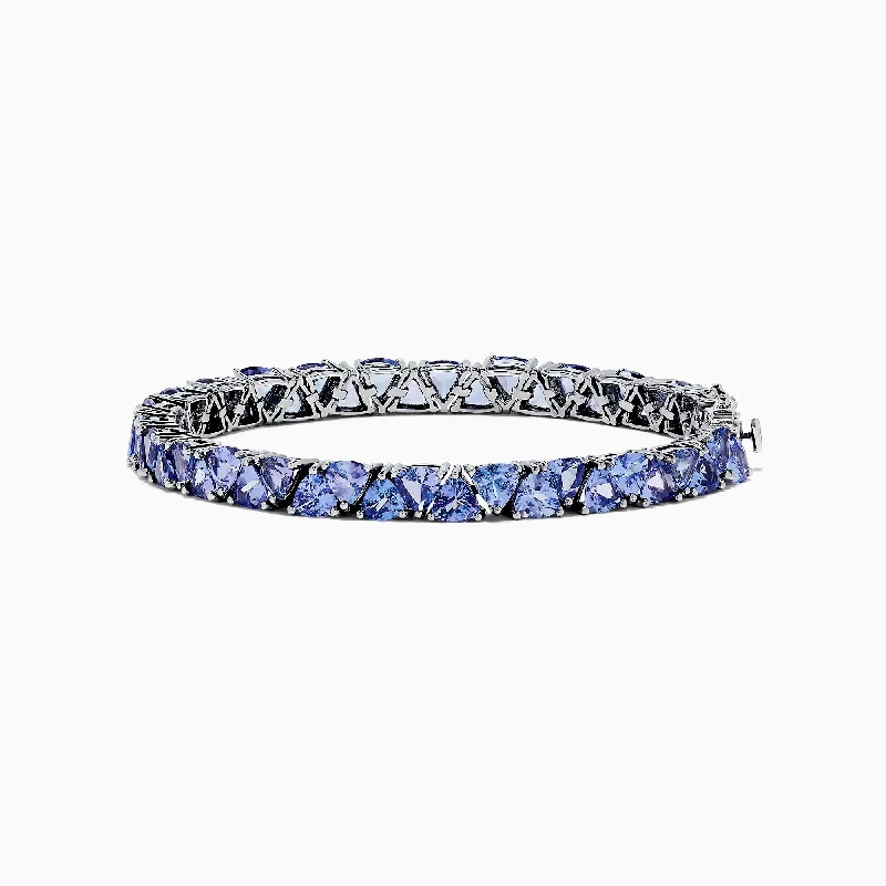 Ladies square edge bracelets -Nahla Siri Sterling Silver Tanzanite Tennis Bracelet, 18.62 TCW