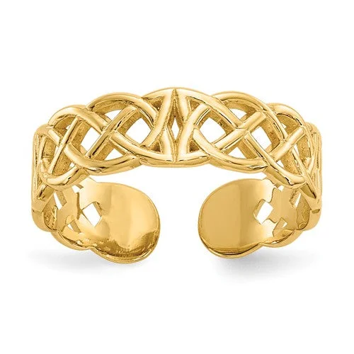 Ladies Rings Dark Spark-14k Yellow Gold Solid Celtic Knot Toe Ring