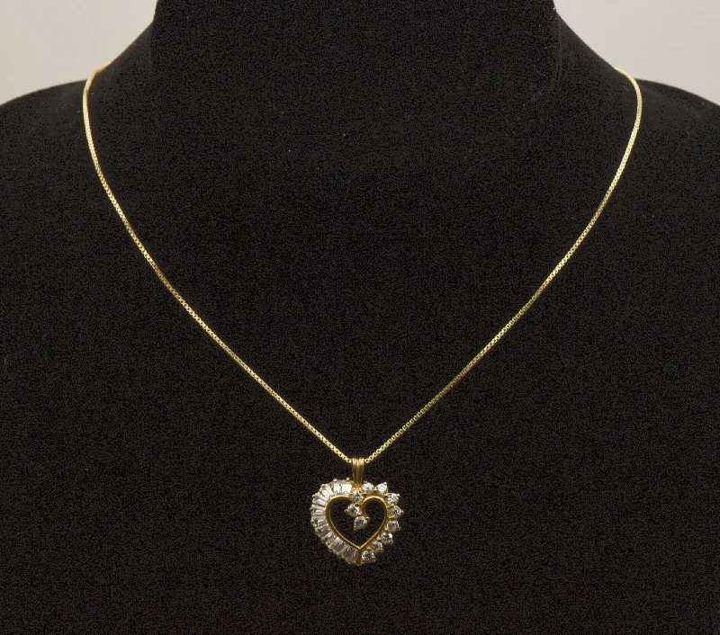 Valentine’s glow necklaces -Vintage Cubic Zirconia Vermeil Heart Pendant on Gold Tone Chain Necklace - 18"