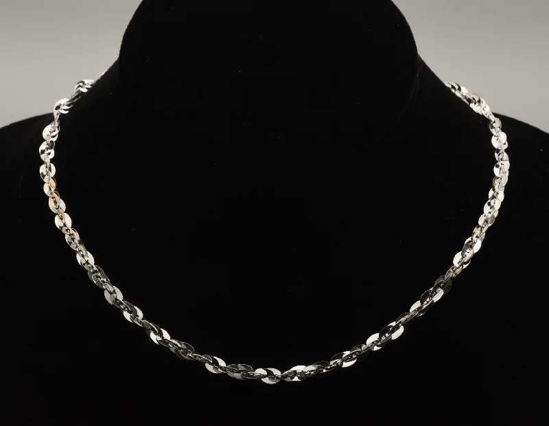 Deco elegance necklaces -Milor - Vintage 950 Silver Tinsel Link Chain Necklace - 16"