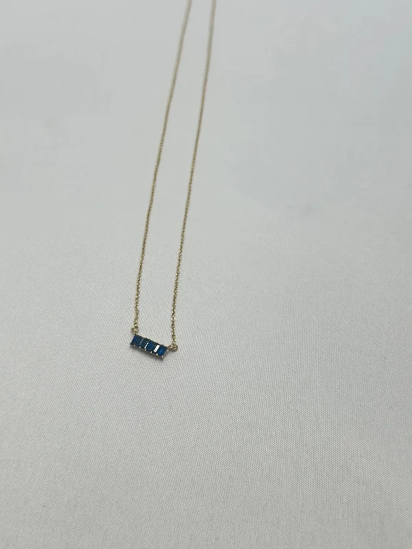 Compass spark necklaces -Necklace - Blue Sapphire  Baguettes on 14K Chain