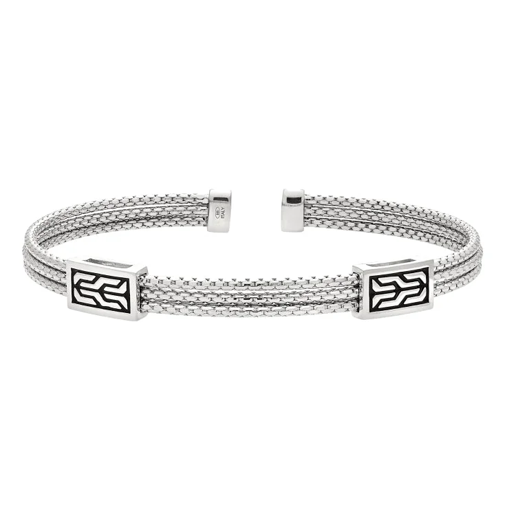 Ladies sleek wrap bracelets -Rhodium Finished Sterling Silver 3 Cable Bracelet