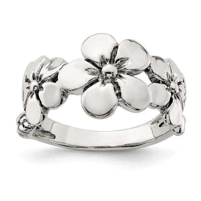 Ladies Rings with Pure Danburite-Sterling Silver Hawaiian Flower Ring