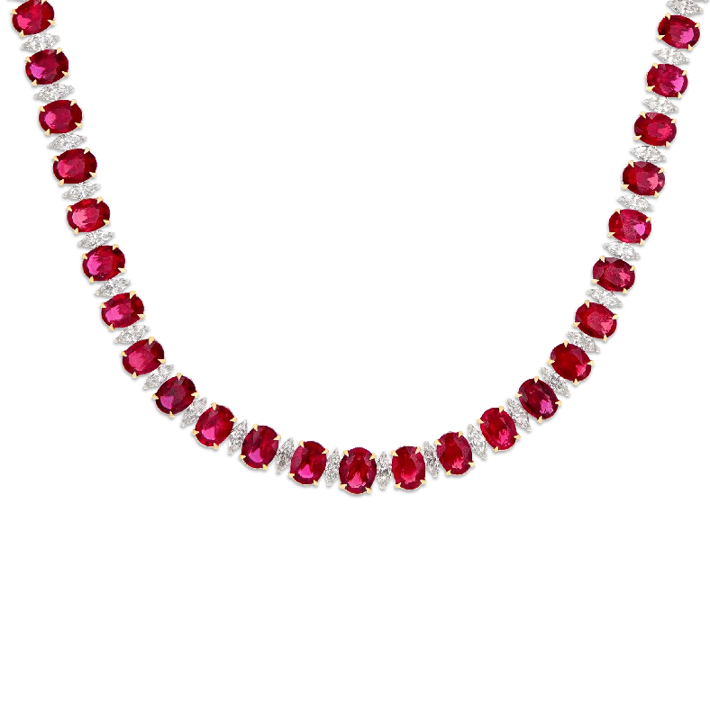 Daily spark necklaces -Salavetti Ruby Necklace, 57.99 Carats