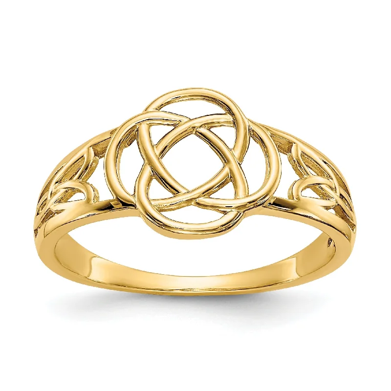 Ladies Rings for Bridal Spark-14k Yellow Gold Polished Ladies Celtic Knot Ring