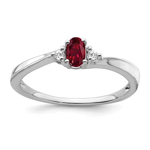 Ladies Rings for Volunteer Spark-14k White Gold Oval 5x3mm Created Ruby And Diamond Ring