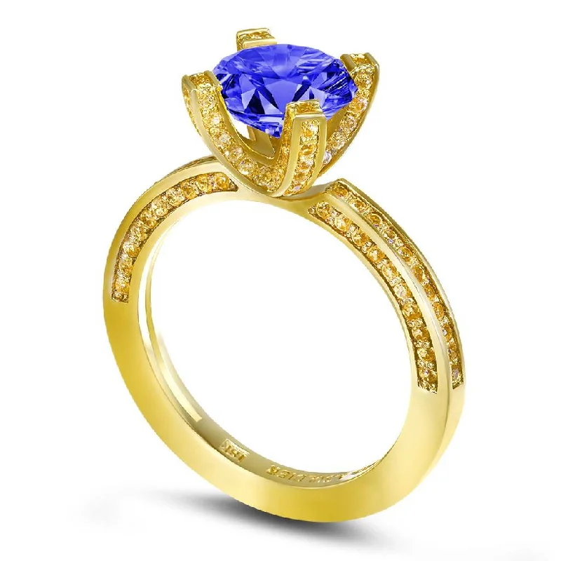 Ladies Engagement Rings Oval Shine-Princess Tanzanite Garnert Gold Engagement Ring