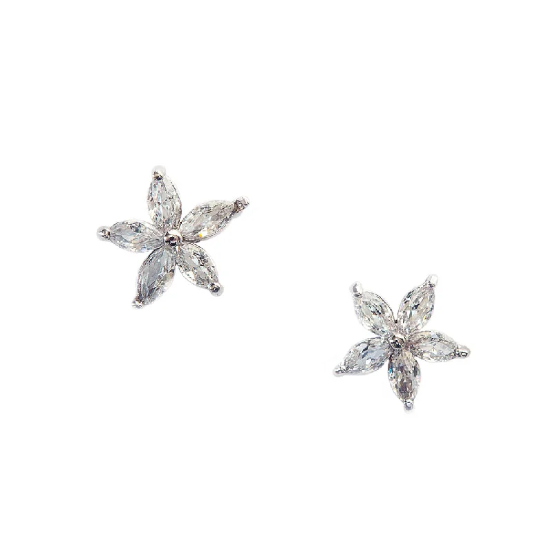 Ladies Earrings for Party Shine-Pretty Crystal Flower Stud Earrings