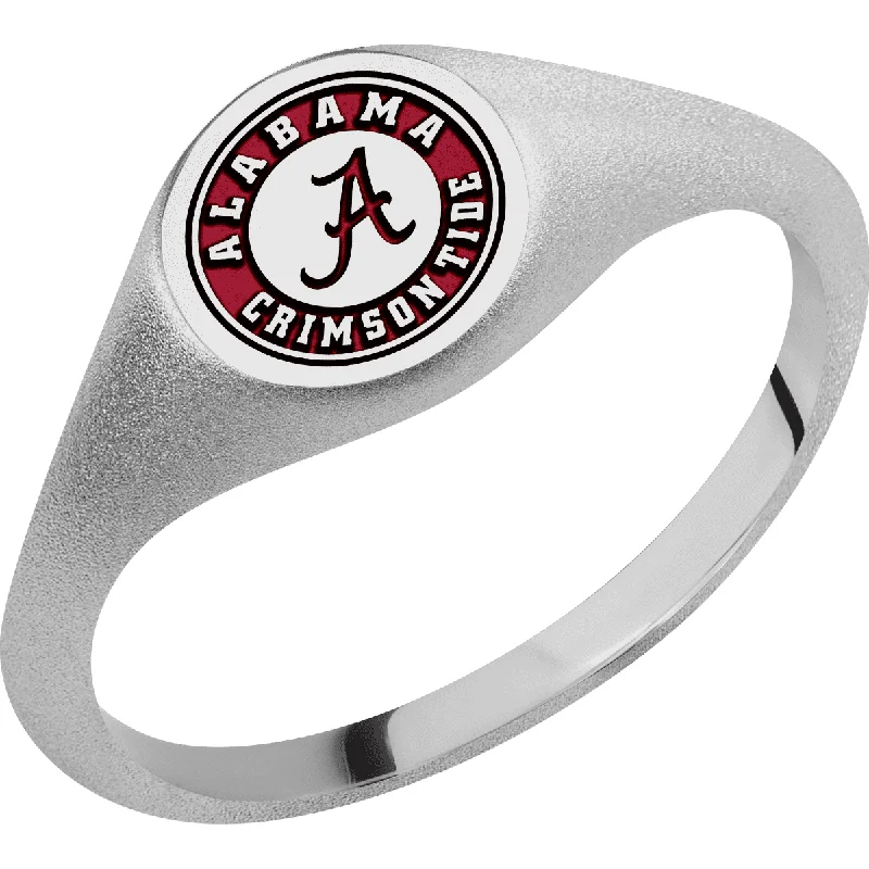 Ladies Rings with Oval Shine-University of Alabama Custom Collegiate Titanium Signet Ring