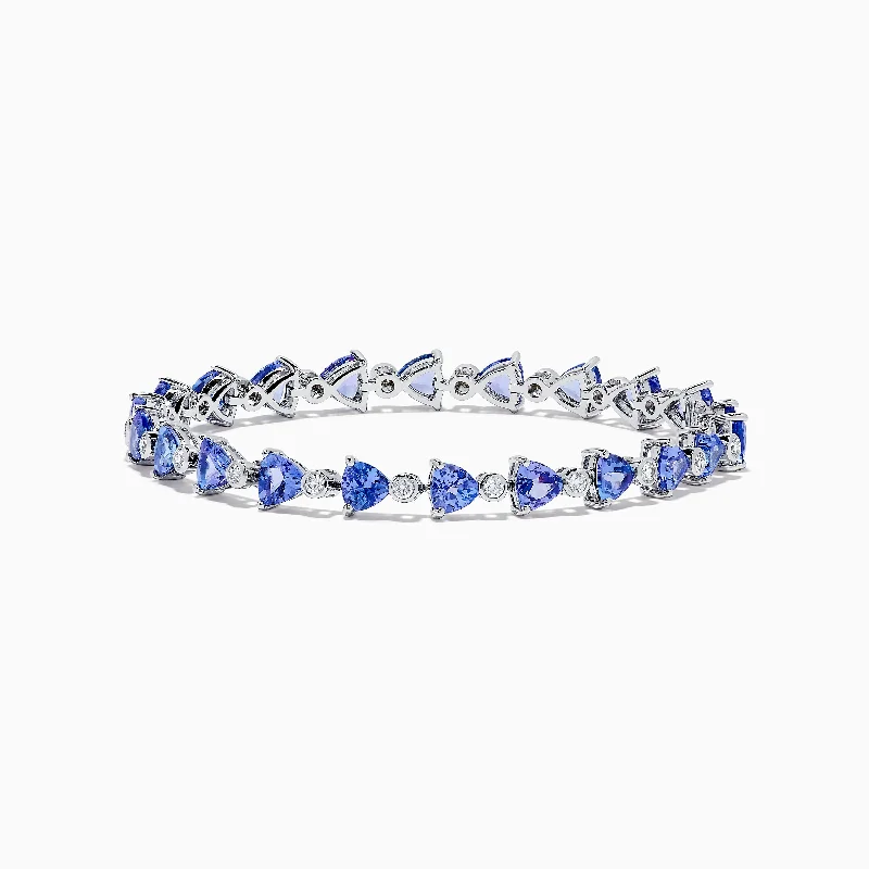 Ladies courageous heart bracelets -Tanz Royale 14K White Gold Tanzanite and Diamond Bracelet