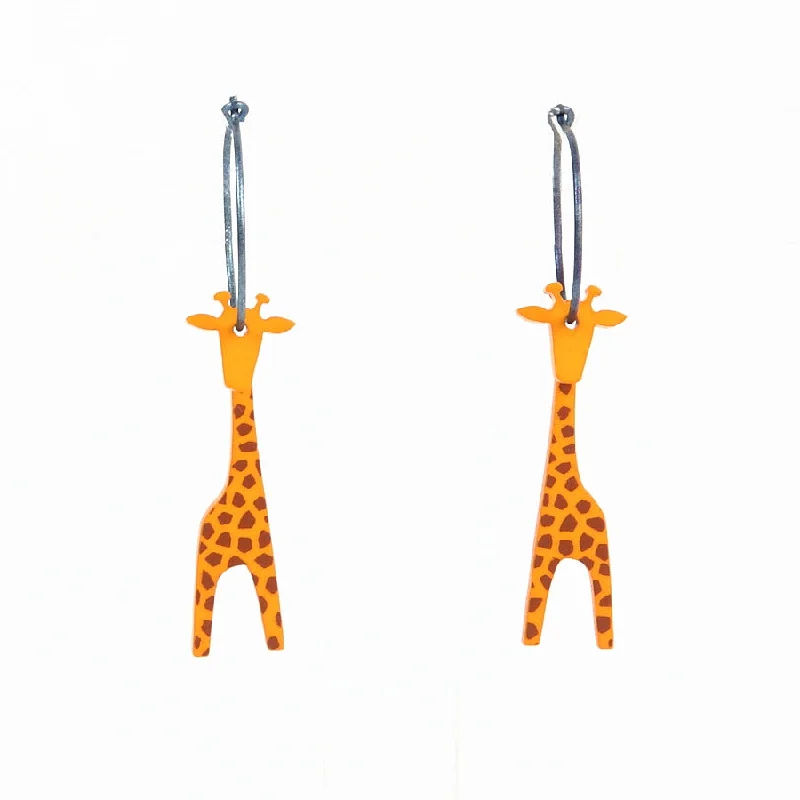 Ladies Earrings with Black Onyx-Lene Lundberg K-Form Light Tan Giraffe Earrings