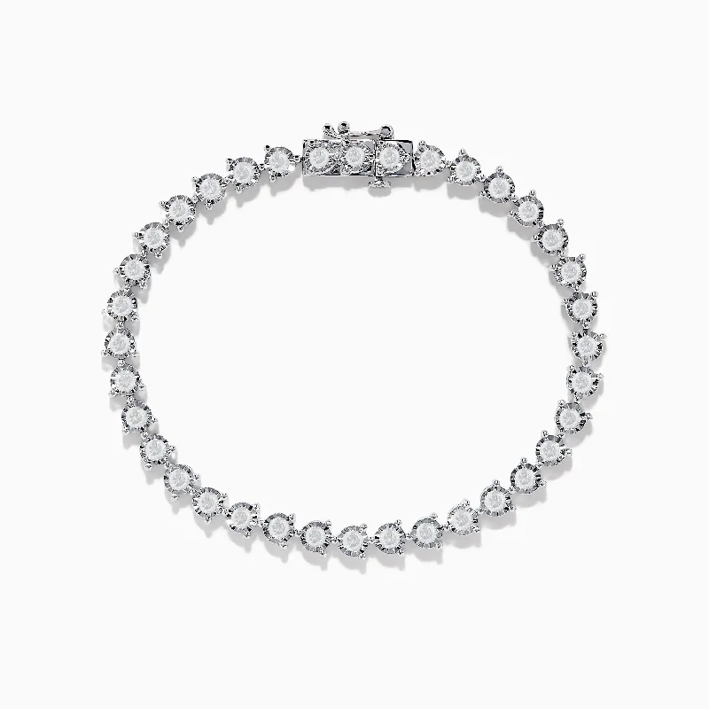 Ladies elegant chain bracelets -Pave Classica 14K White Gold Diamond Bracelet