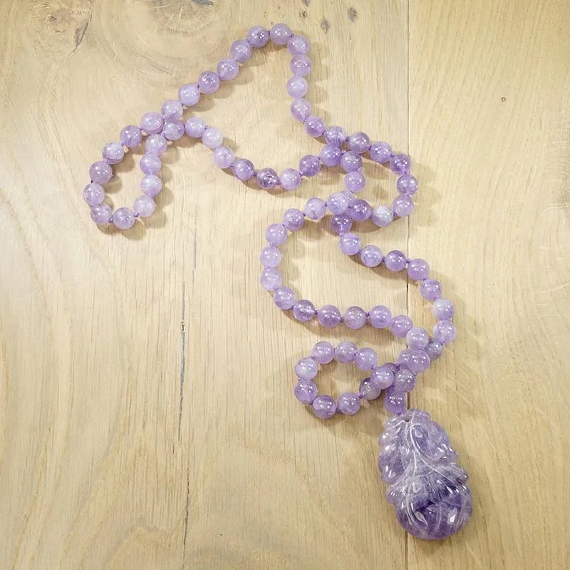 Unicorn shine necklaces -Felicitous Chinese Amethyst Plum Necklace