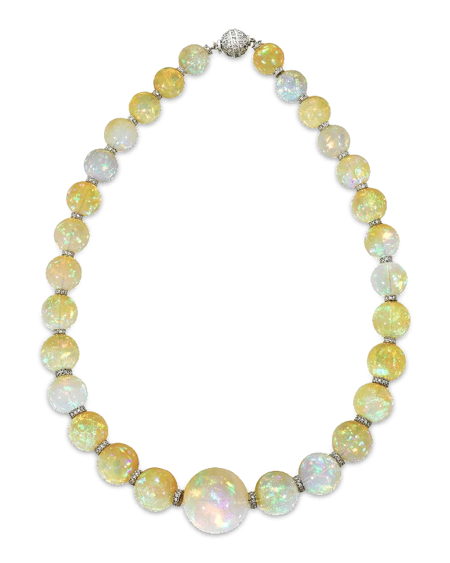 Delicate floral necklaces -Graduated Opal Necklace, 554.00 Carats