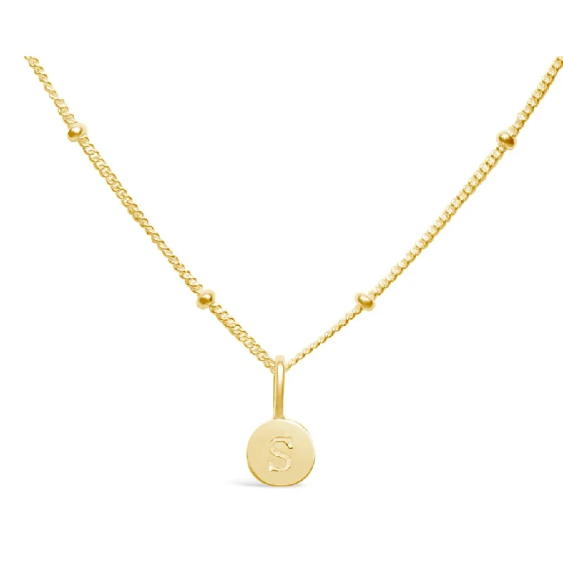 Intricate layered necklaces -Stia : Love Letter "S" Mini Disk Necklace in Gold