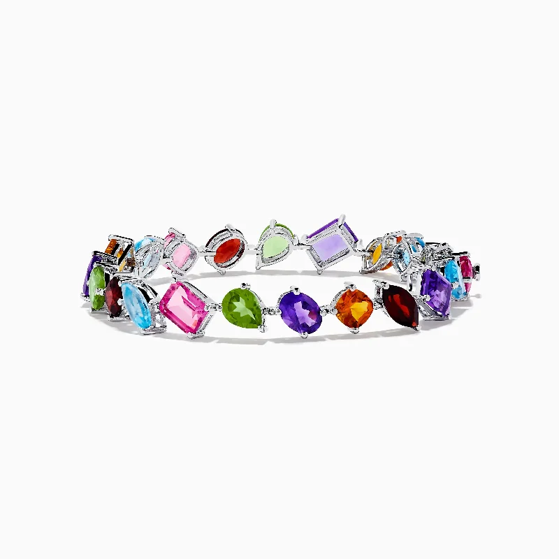 Ladies Mother’s Day charm bracelets -Mosaic 925 Sterling Silver Multi Gemstone Bracelet