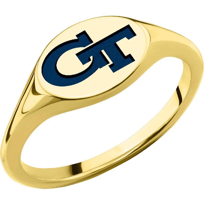 Ladies Rings with Yellow Xenotime-Georgia Tech University Custom Collegiate 10K Yellow Gold Signet Ring