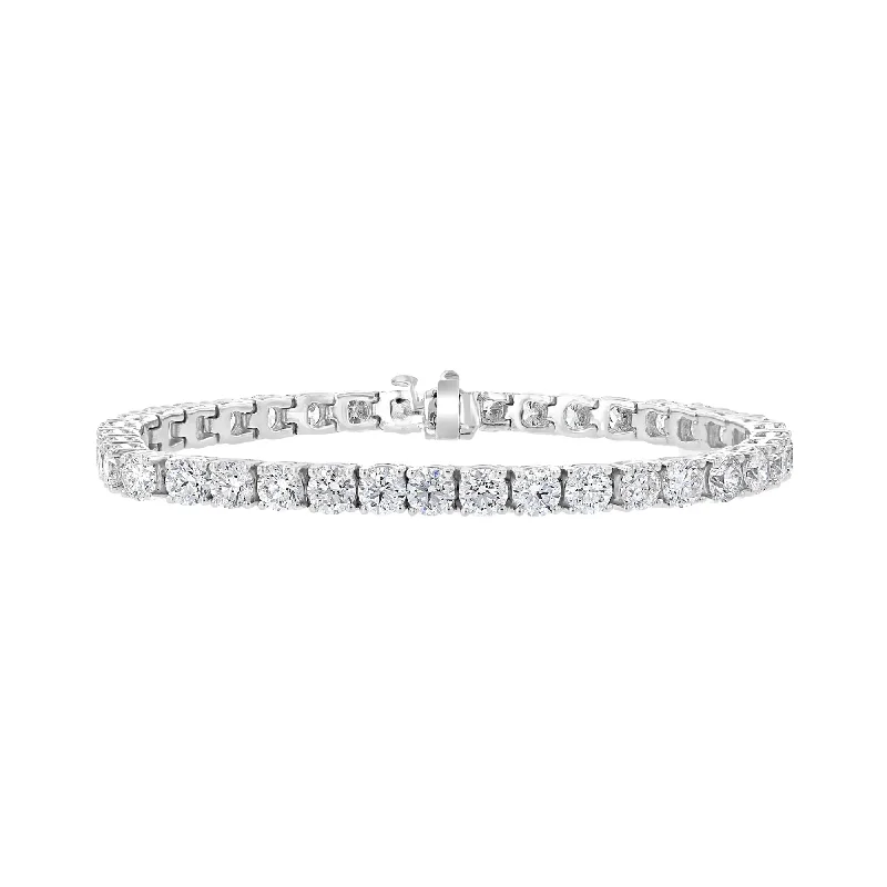 Ladies compass path bracelets -14KT WHITE GOLD 15.30 CTW ROUND DIAMOND 4 PRONG TENNIS BRACELET