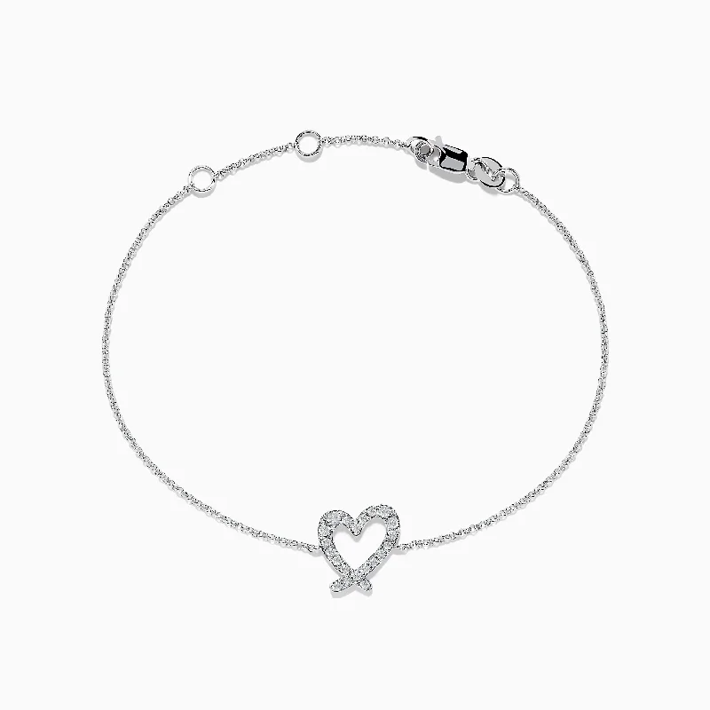 Ladies forest hush bracelets -Novelty 14K White Gold Heart Bracelet