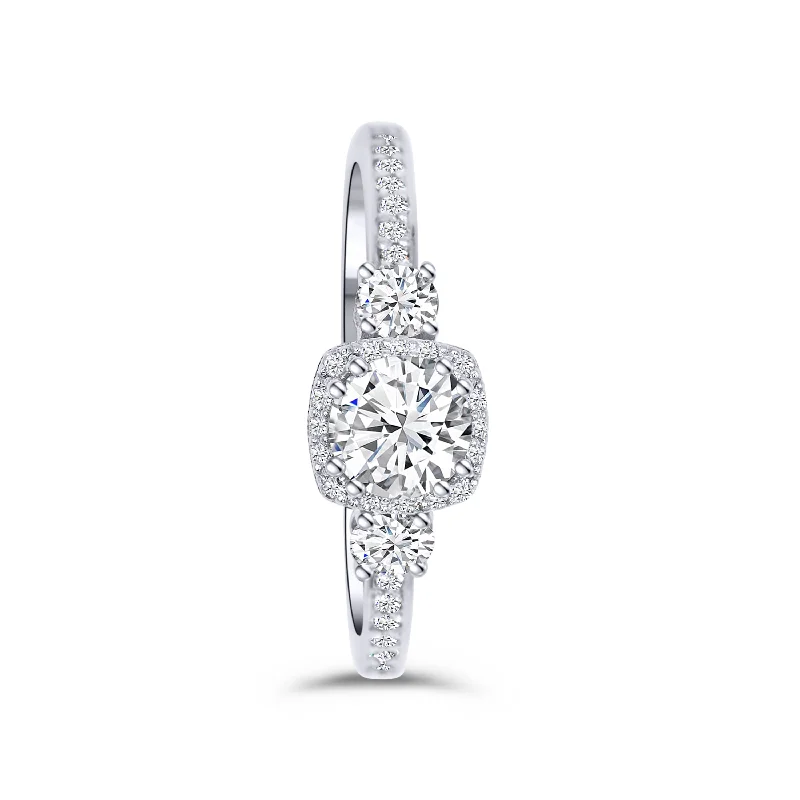 Ladies Engagement Rings with Phenakite Glow-14K White Gold Round Diamond Engagement Ring 0.44 carat Center Diamond 0.42 carat Side Diamonds