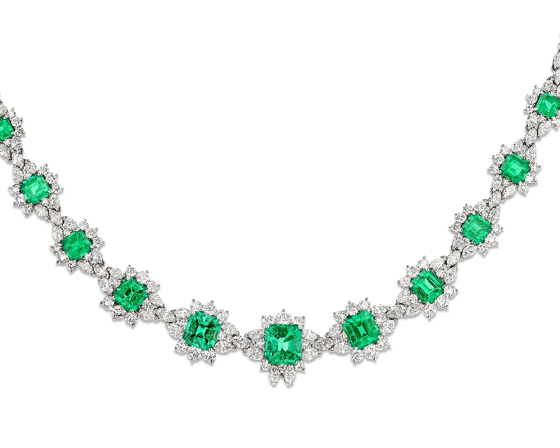 Loving glow necklaces -Krementz & Co. Colombian Emerald and Diamond Necklace