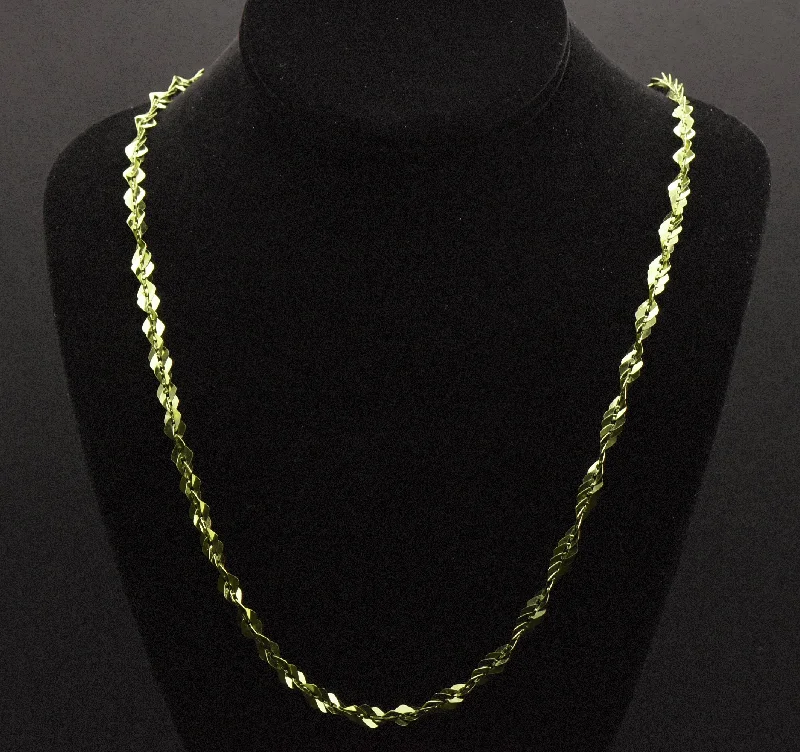 Desert dune necklaces -Vintage Italian Green Tone Sterling Silver Chain Necklace - 30"