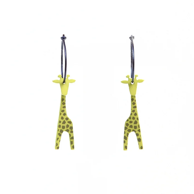 Ladies Earrings Braided Glow-Lene Lundberg K-Form Lime Giraffe Earrings