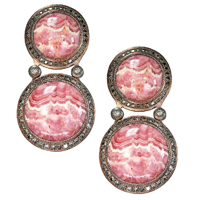 Ladies Earrings for Science Spark-Silver Symbolica Earrings with Rhodochrosite & Diamonds