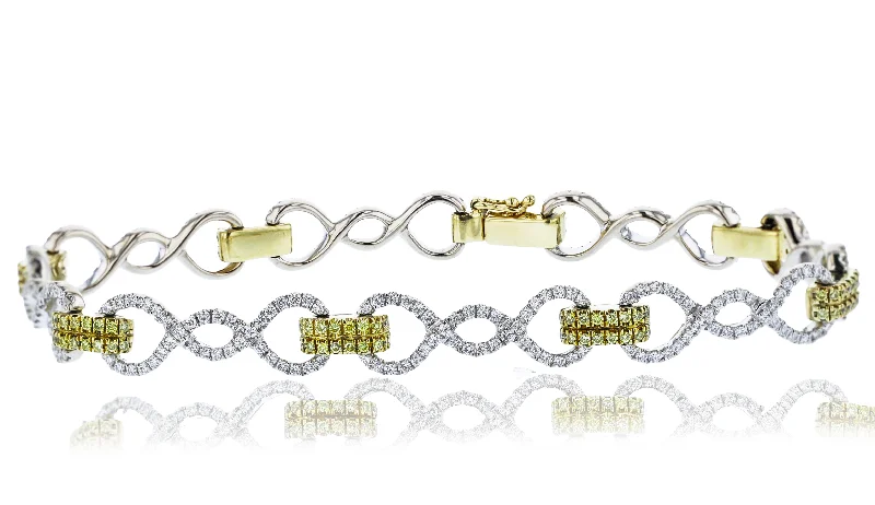 Ladies canine loyalty bracelets -JULEVE 18KT GOLD 1.17CTW DIAMOND & 0.53CTW YELLOW DIAMOND BRACELET