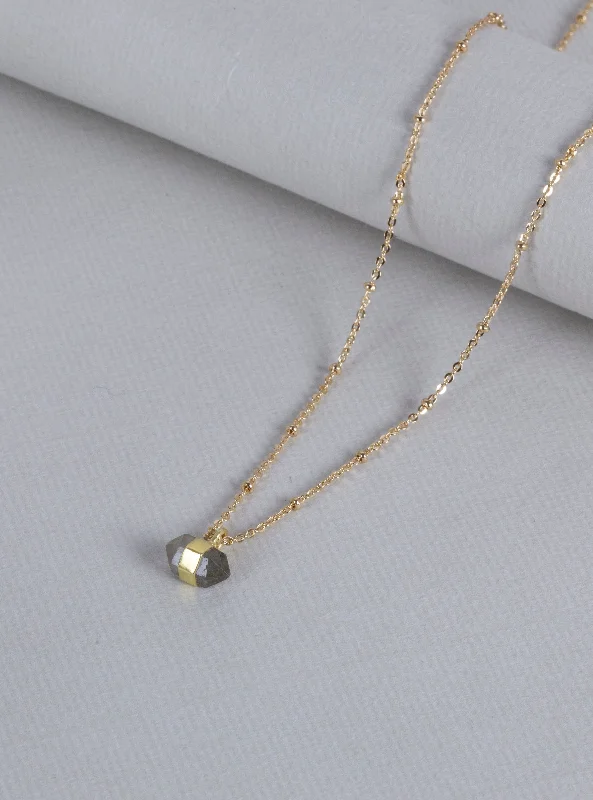 Sleek lariat necklaces -Gold Chain Necklace with Labradorite