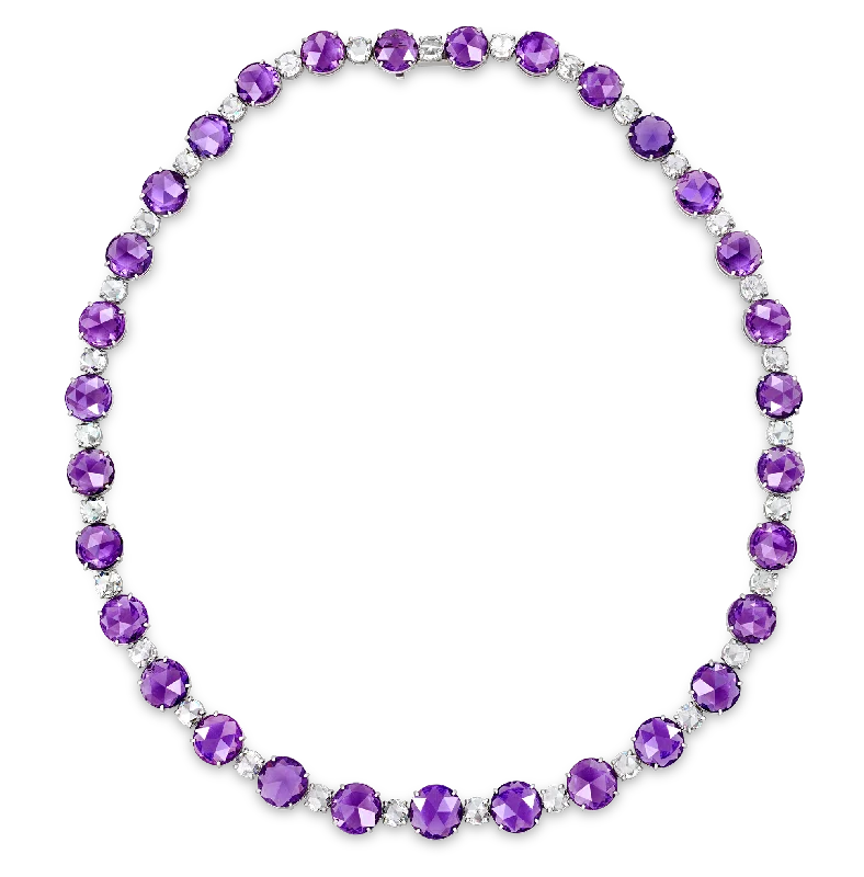 Bold red necklaces -Untreated Lilac Sapphire and Diamond Necklace