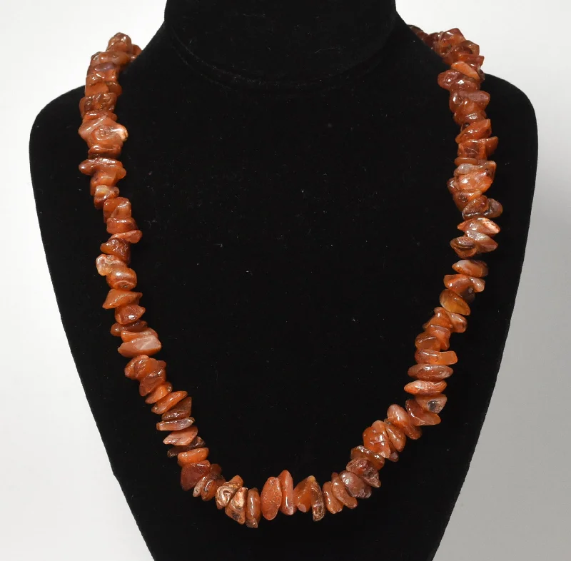 Single hue necklaces -Beautiful HEAVY Carnelian Nugget Bead Necklace