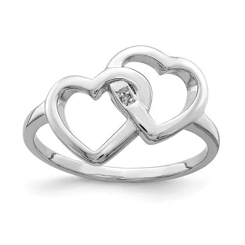 Ladies Rings with Blue Pectolite-Sterling Silver Intertwined Heart Genuine Diamond Center Ring