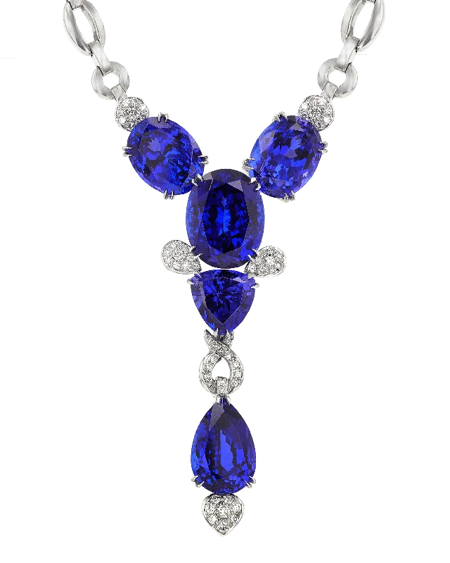 Satin finish necklaces -Tanzanite Necklace, 65.67 Carats