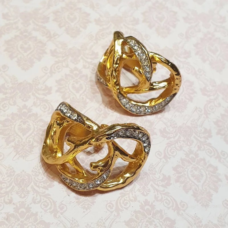 Ladies Earrings with Amber Scapolite-Vintage Elizabeth Taylor Treasured Vine Gold Statement Earrings for Avon