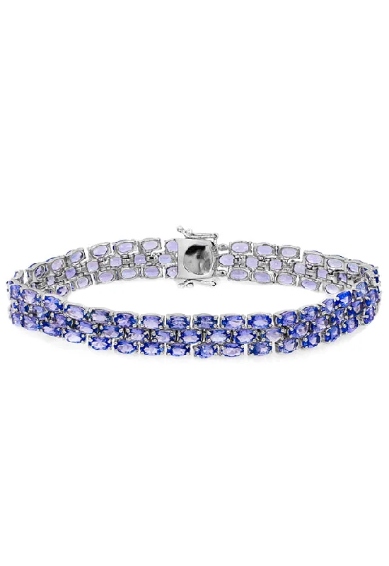 Ladies urban pulse bracelets -Sterling Silver 3-Row Tanzanite Bracelet, 22.0 TCW