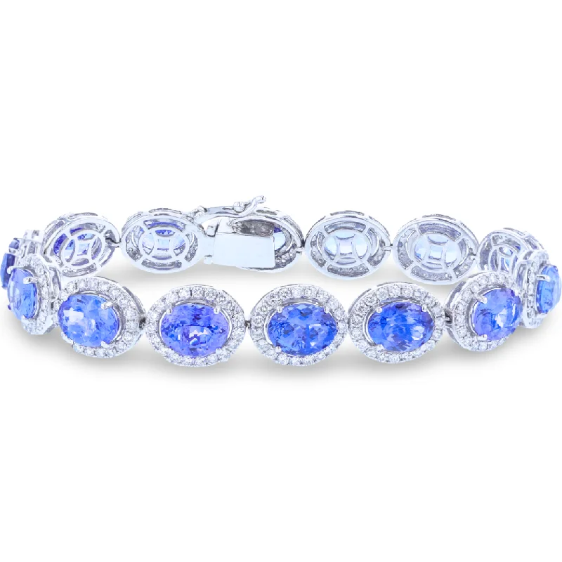 Ladies city sleek bracelets -JULEVE 14K WHITE GOLD 28.00 CTW TANZANITE & 5.00 CTW DIAMOND BRACELET