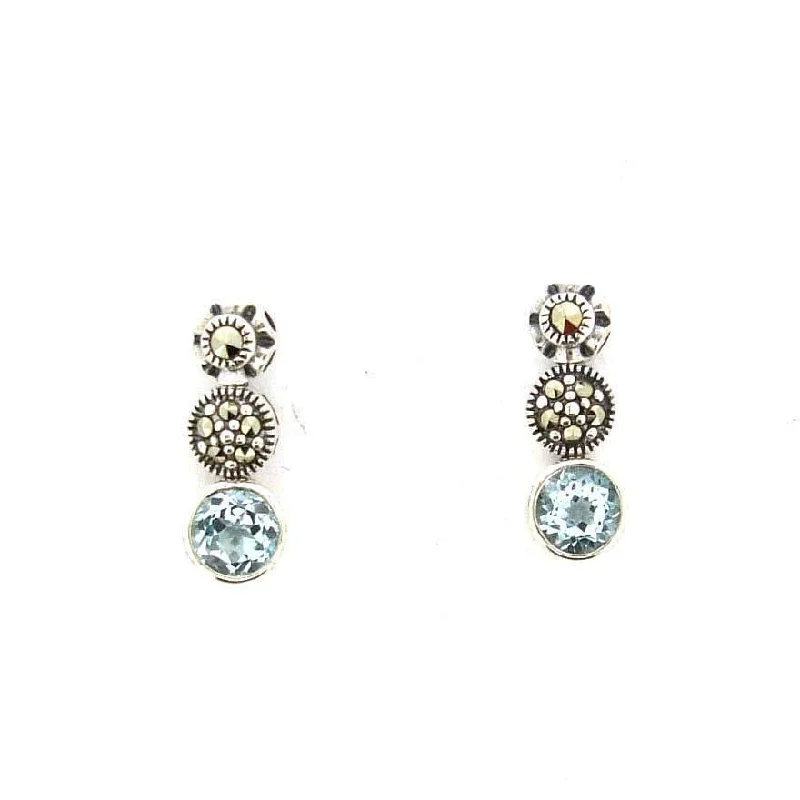 Ladies Earrings for Leader Glow-Blue Topaz Dot earrings