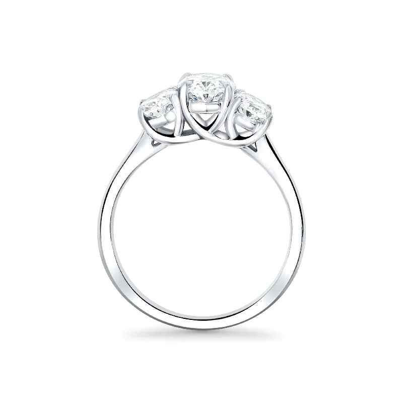 Ladies Engagement Rings with Zincite Glow-14K White Gold Three Princess Cut Diamond Engagement Ring